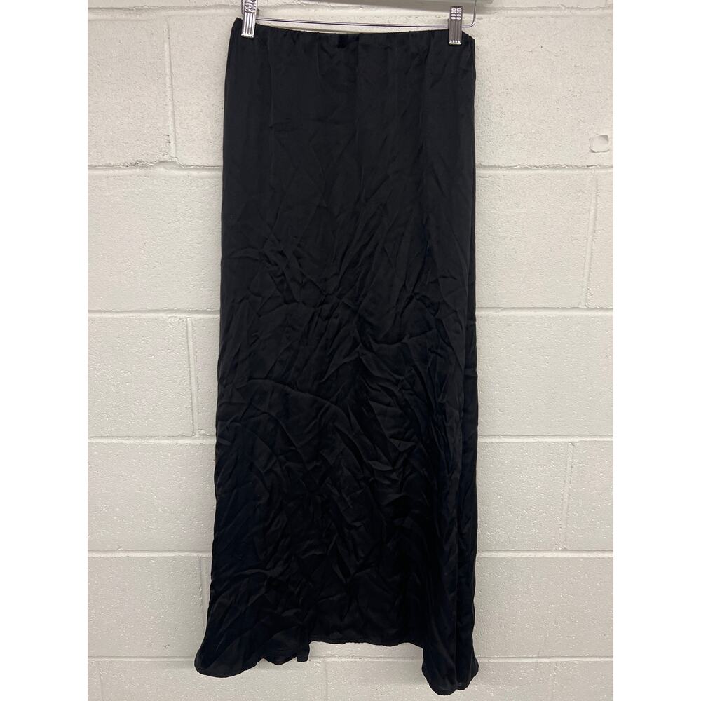 Donni Sz XS XSmall 0/2 Black Classic Satin Simple Midi Slip Skirt Silky Satin - Picture 3 of 5